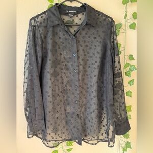 Black Polka dot Button Down